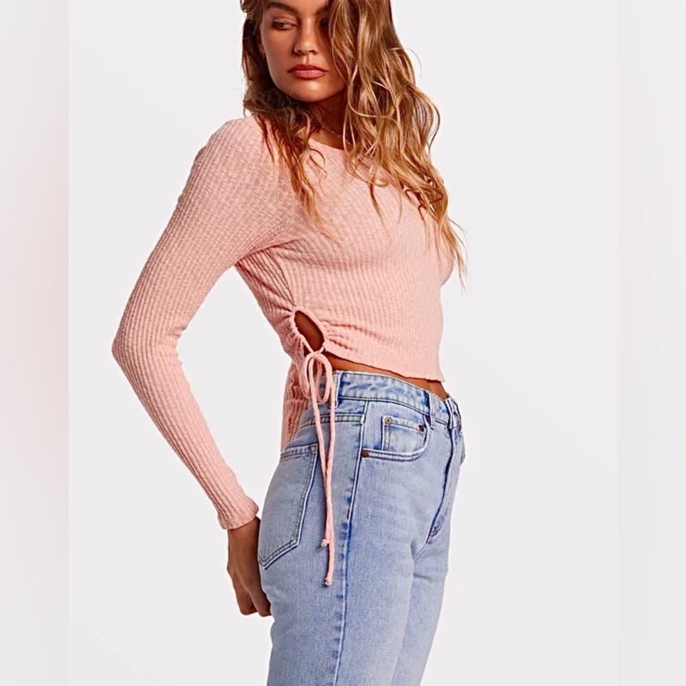 Billabong It’s A Vibe Ribbed Crop Top Small Dusty Peach